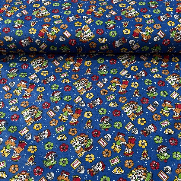 TECIDO CHITÃO FLEX  | 1,50m - 100% Poliéster | JUNINA AZUL