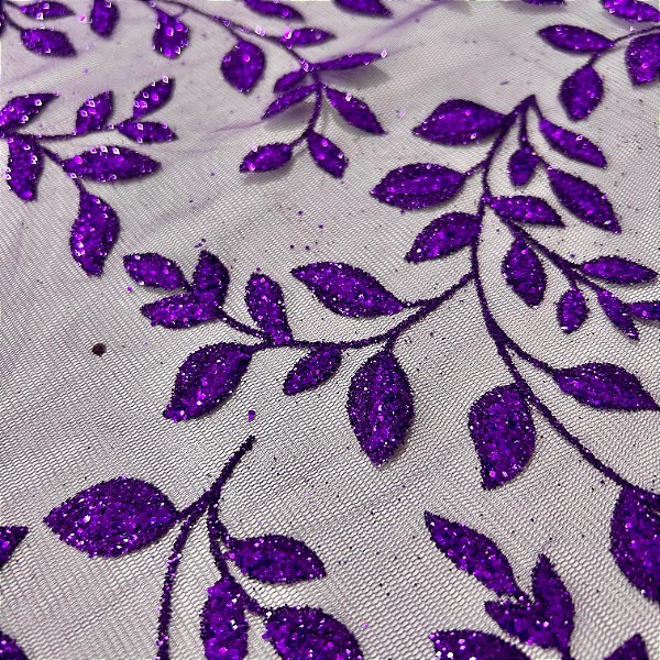 TULE COM GLITTER TULIPAS | 1,45m | ROXO