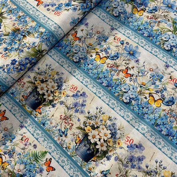 TRICOLINE BARRADA DIGITAL  | 1,50m X 0,55cm | FLORES AZUL