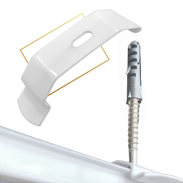 PRESILHA DE METAL DE TETO P/ TRILHO DES. DUPLO | BRANCO
