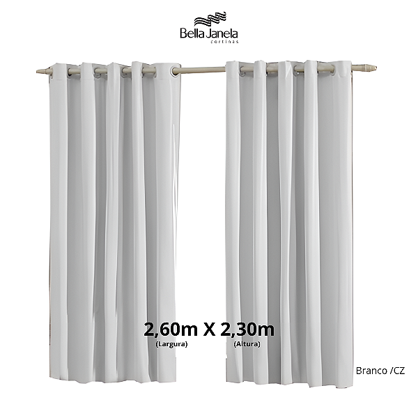 CORTINA BLACKOUT PVC CORTA LUZ | 2.60m x 2.30m |  ILHOS - BRANCO / CZ