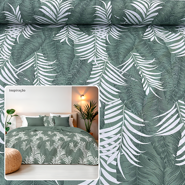 TECIDO PERCAL 150 FIOS | 100% ALGOD - 2,50m | FLORAL VERDE 20118