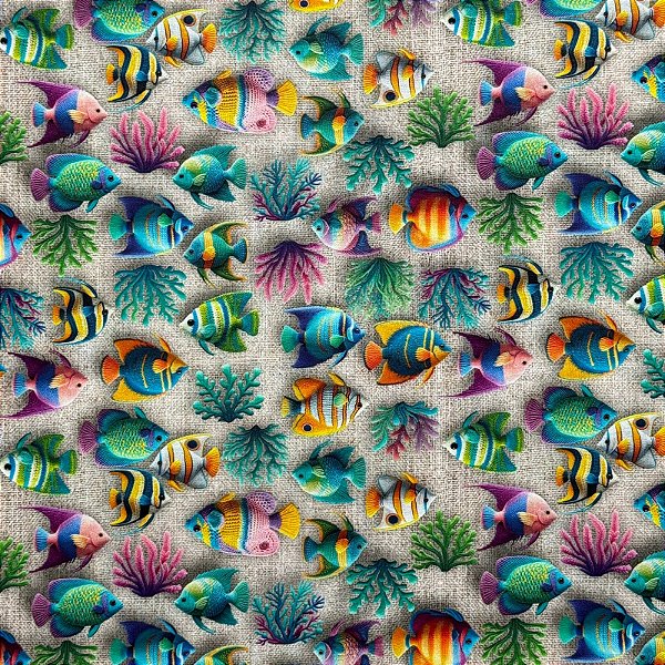 TECIDO TRICOLINE DIGITAL | 1,50m X 0,50cm |  OCEANO DE LINHO