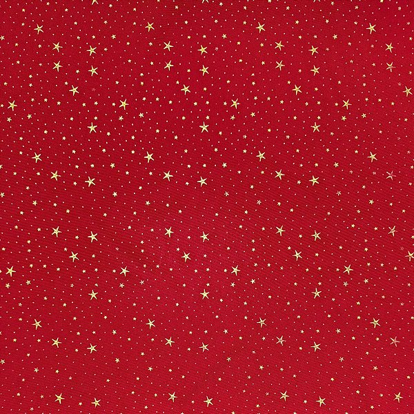 TECIDO OXFORD NATAL ESTRELADO | 0,50cm X 1,50m | VERMELHO / DOURADO