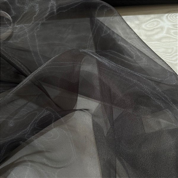 TECIDO MOUSSELINE ORGANZA CRISTAL | 1,50m | PRETO