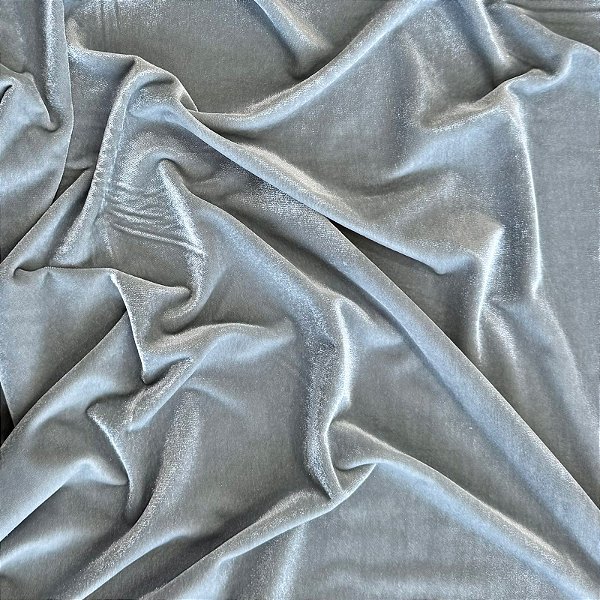 VELUDO MOLHADO ALEMÃO COM BRILHO CRISTAL | 1m X 1,50m | AZUL CINZENTO