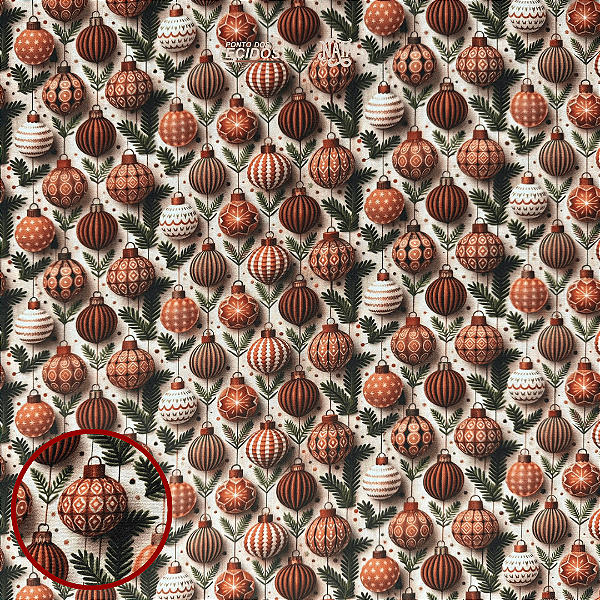 TECIDO TRICOLINE DIGITAL NATAL | 1,50m X 0,50cm | BOLAS DE NATAL
