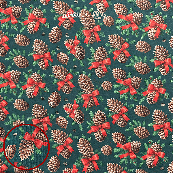 TECIDO TRICOLINE DIGITAL NATAL | 1,50m X 0,50cm | PINHAS DE NATAL