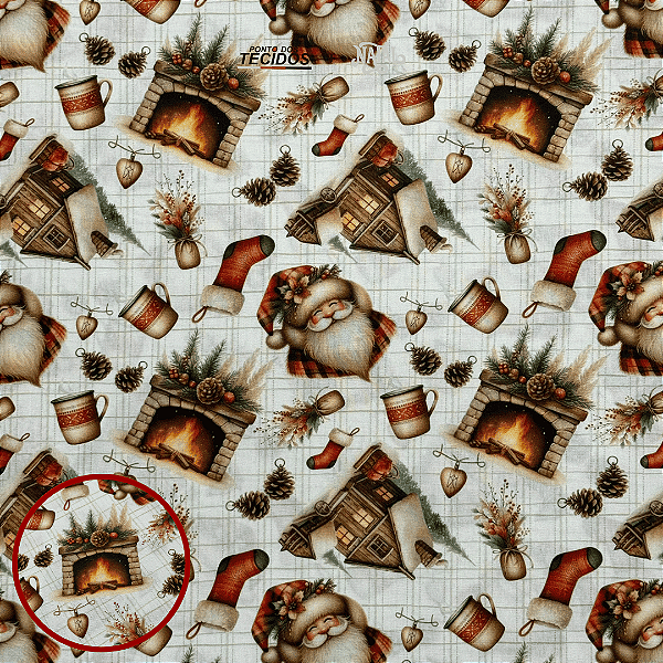 TECIDO TRICOLINE DIGITAL NATAL | 1,50m 0,50cm | CHALÉS DE NATAL