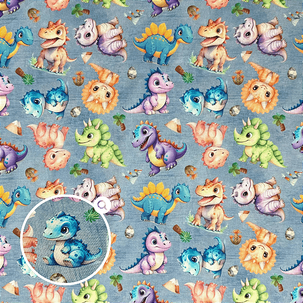 TECIDO TRICOLINE DIGITAL | 1,50m x 0,50cm | DINOSSAUROS