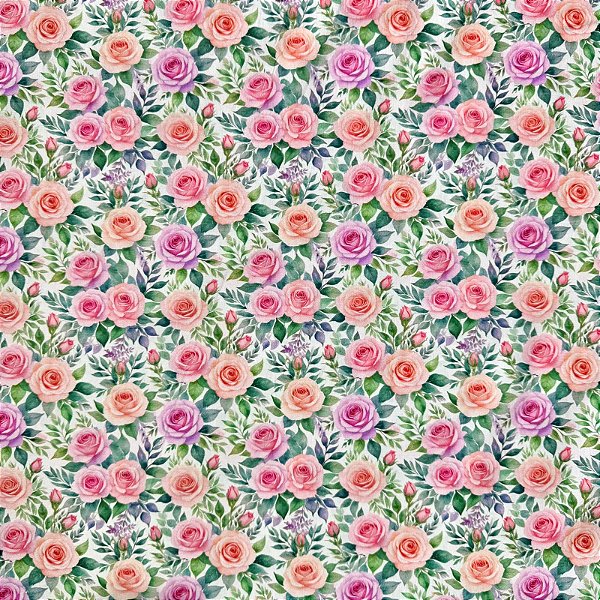 TRICOLINE BAHAMAS ESTAMPADO PREMIUM | 0,50cm X 1,50m - 100% Algodão | Jardim de Rosas Des: 9050 V290