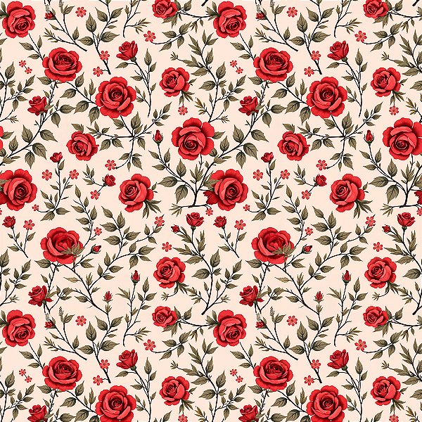 TRICOLINE BAHAMAS ESTAMPADO PREMIUM | 0,50cm X 1,50m - 100% Algodão | Rosas Des: 9050 V291