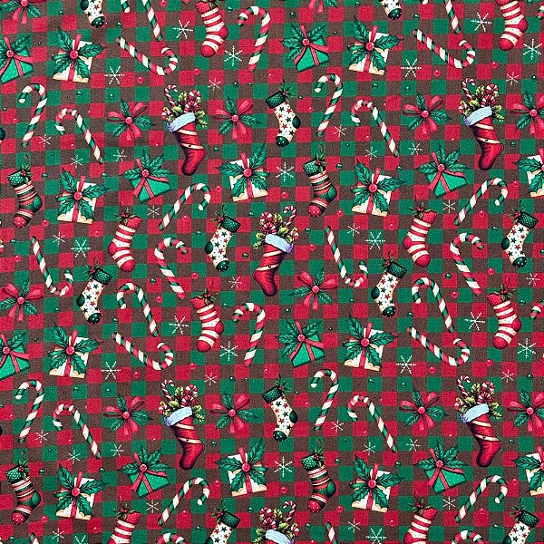 TRICOLINE BAHAMAS DIGITAL PREMIUM | 0,50cm X 1,50m - 100% Algodão | MEIAS DE NATAL Des: 9001 E232