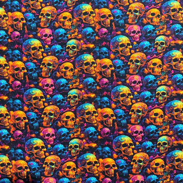 TRICOLINE BAHAMAS DIGITAL PREMIUM | 0,50cm X 1,50m - 100% Algodão | CAVEIRAS  Des: 9011 E011