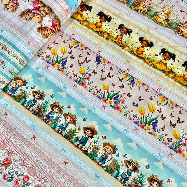 TRICOLINE BAHAMAS DIGITAL PREMIUM | 0,55cm X 1,50m - 100% Algodão | Infantil Meninas Des: 9012 E032