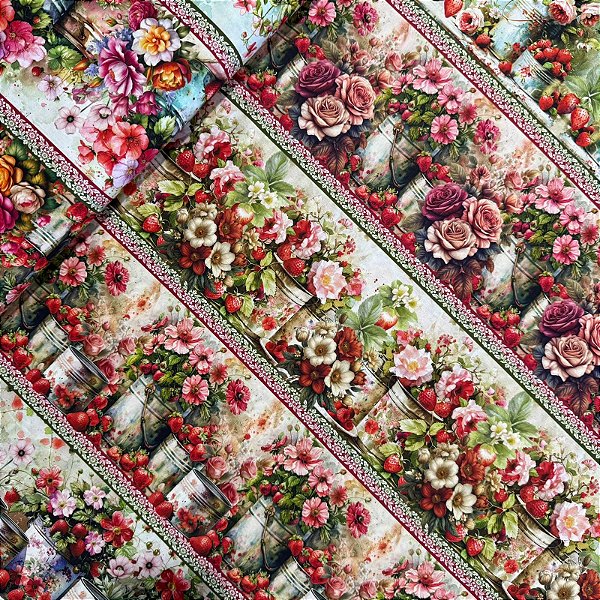 TRICOLINE BARRADA DIGITAL | 0,55cm X 1,50m - 100% Algodão | Latas de Flores 3352