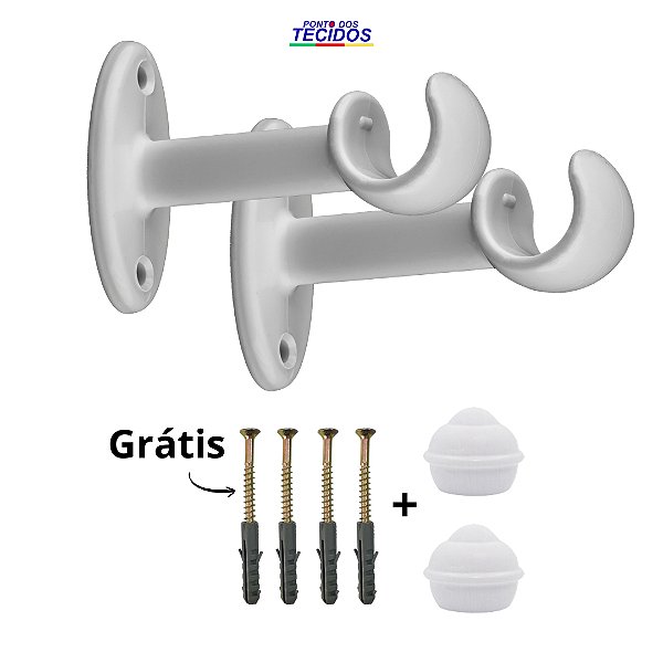 SUPORTE PARA CORTINA MEDIO 19mm  PRATIKO PP | BRANCO