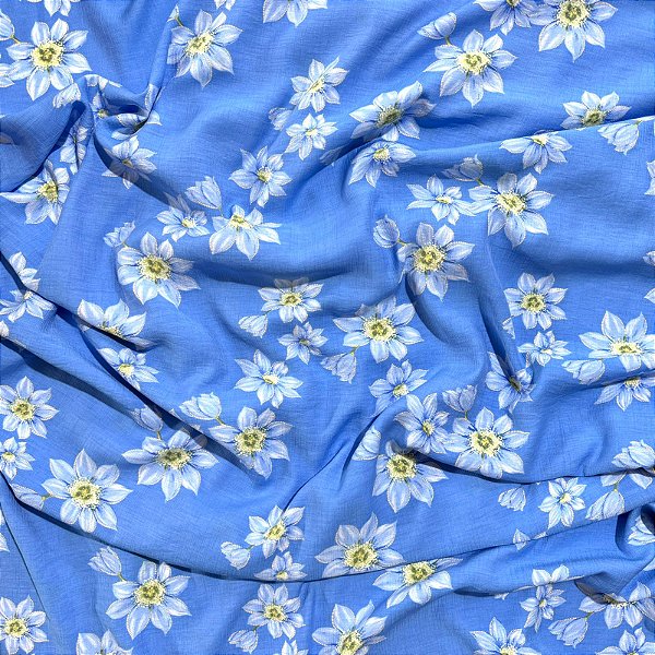 VISCOSE PREMIUM C/ POLIAMIDA | 1,55m - 81% Viscos 19% Polia | Floral Azul VR13