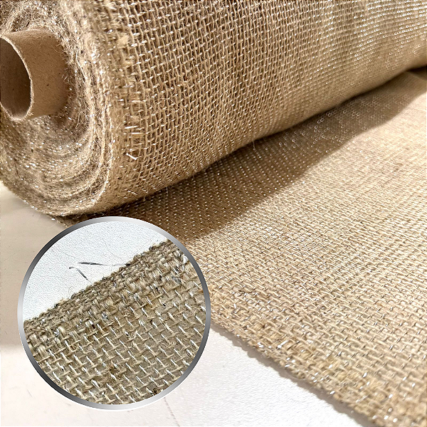 TECIDO JUTA NATURAL FIO PRATA - 1m X 1m