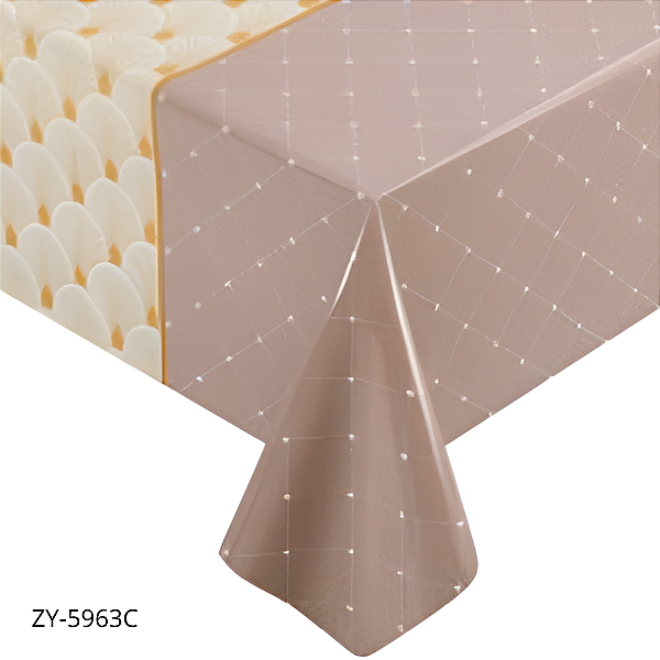 TOALHA DE MESA PLÁSTICO TÉRMICO | 1m X 1,37m | CONCHAS XADREZ BARRADO ZY-5963C