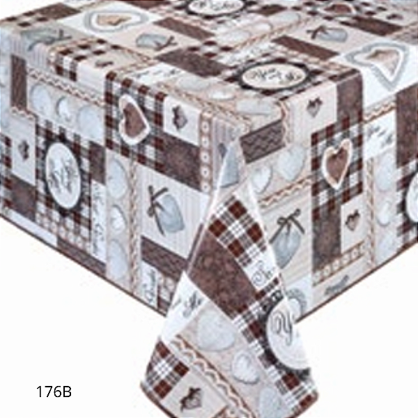 TOALHA DE MESA PLÁSTICO TÉRMICO | 1m X 1,37m | CORACAO BEGE/MARROM 176B