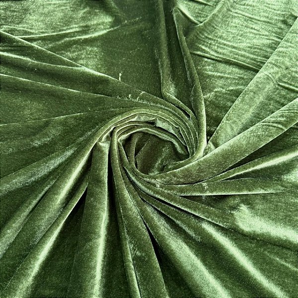 VELUDO MOLHADO ALEMÃO COM BRILHO CRISTAL | 1m X 1,50m | Verde Militar