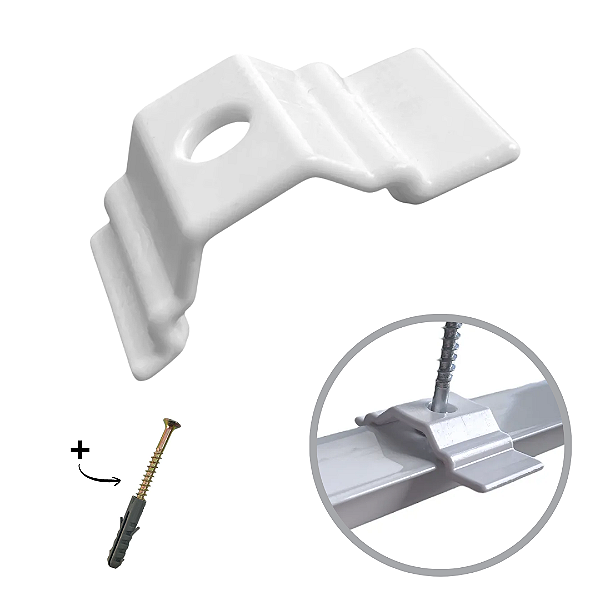 PRESILHA DE TETO PARA CORTINA DE TRILHO DESLIZANTE SIMPLES - BRANCO