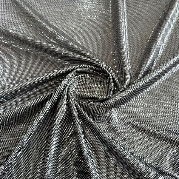 TECIDO MALHA SANTA MONICA | 1,40m - 4% Elastano | Preto Com Prata 309