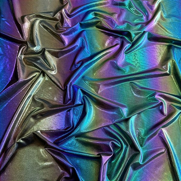 TECIDO MALHA BRILHO HOLOGRAFICO | 1,50m - 5% Elastano | Preto Colorido