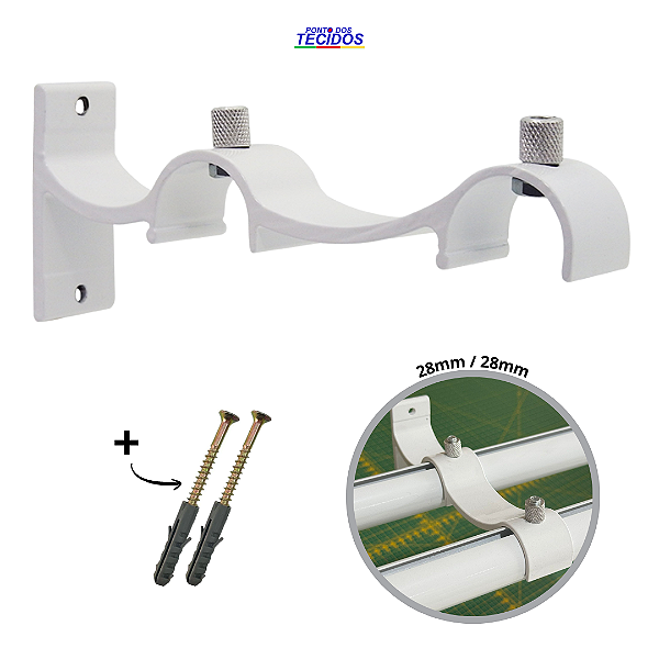 Suporte Para Cortina Duplo Grosso (28mm / 28mm) Aluminio Perfil Invertido - Branco