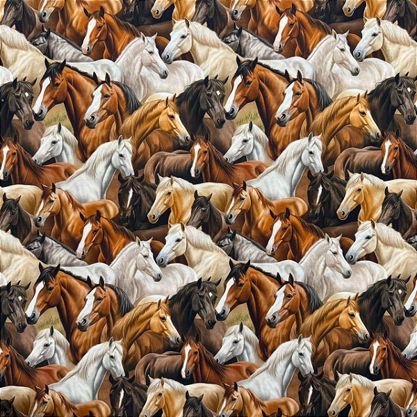 TRICOLINE ESTAMPADA DIGITAL | 0,50cm X 1,50m | Cavalos 1443