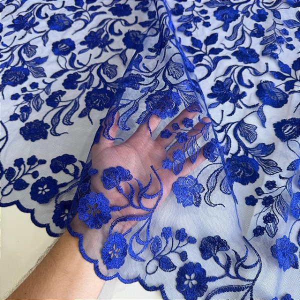 Renda Barrada Premium | 1,30m - 100% Poliéster | Azul