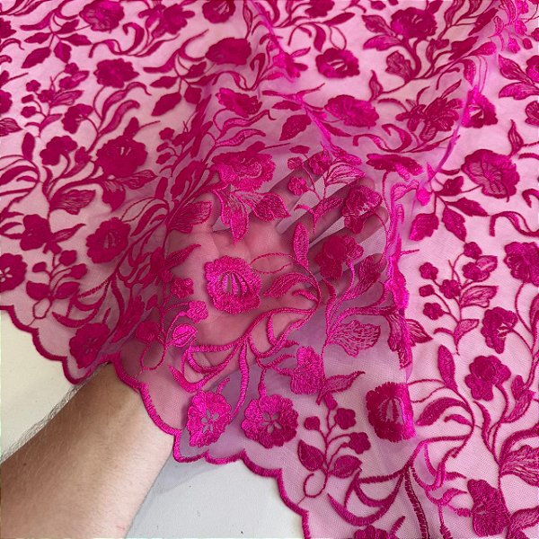 Renda Barrada Premium | 1,30m - 100% Poliéster | Rosa