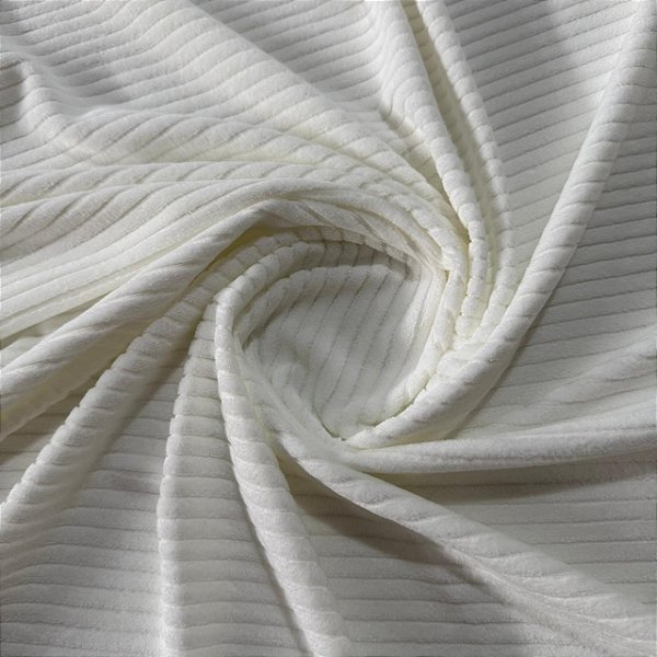 Malha Veludo Canelada | 1,55m - 0,265g/m² | Branco