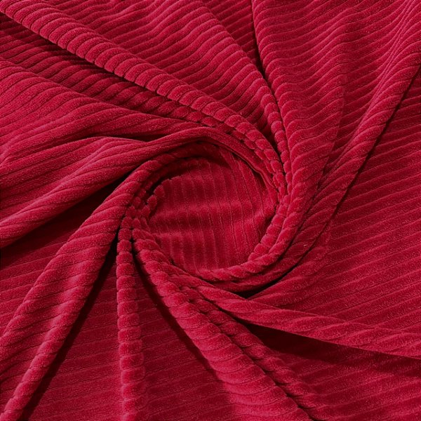 Malha Veludo Canelada | 1,55m - 0,265g/m² | Vermelho