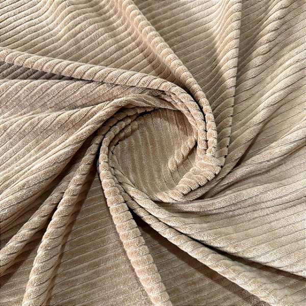 Malha Veludo Canelada | 1,55m - 0,265g/m² | Bege