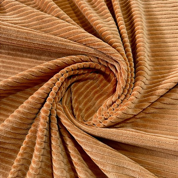 Malha Veludo Canelada | 1,55m - 0,265g/m² | Caramelo
