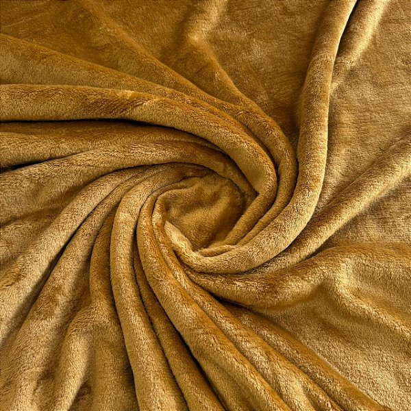 MANTA FLEECE FLANELADO DUBLADO PREMIUM | 100% Poliéster - 1,60m | Amarelo Dourado