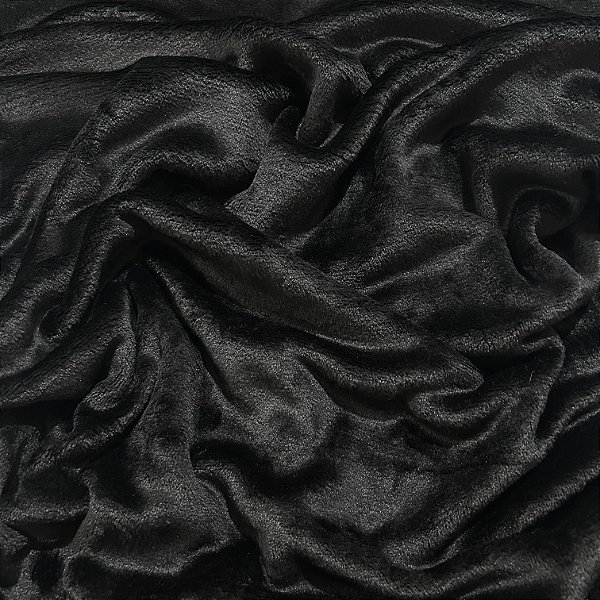 MANTA FLEECE FLANELADO DUBLADO PREMIUM | 100% Poliéster - 1,60m | PRETO