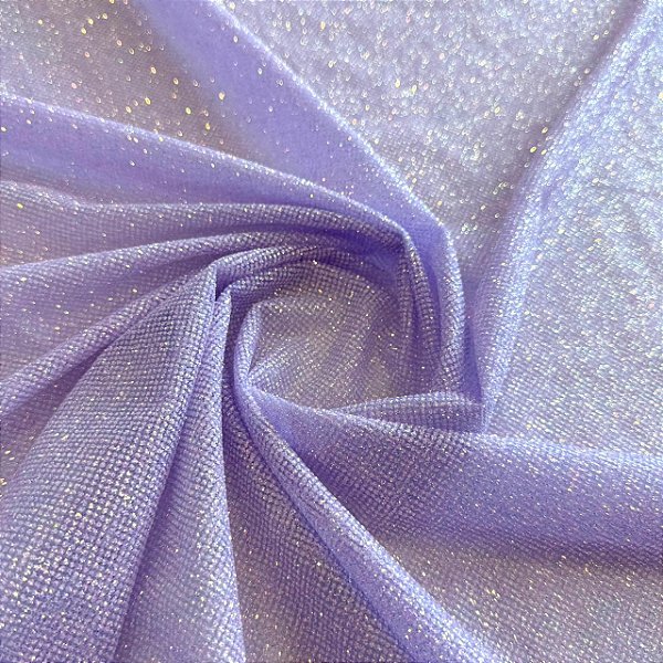 Tecido Tule com Glitter Mágico Holográfico | 1,50m - 100% Poliamida | Roxo Lavanda