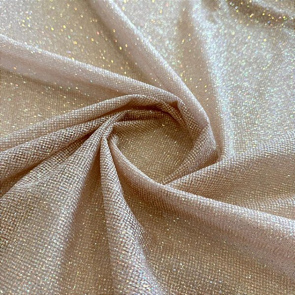Tecido Tule com Glitter Mágico Holográfico | 1,50m - 100% Poliamida | Dourado