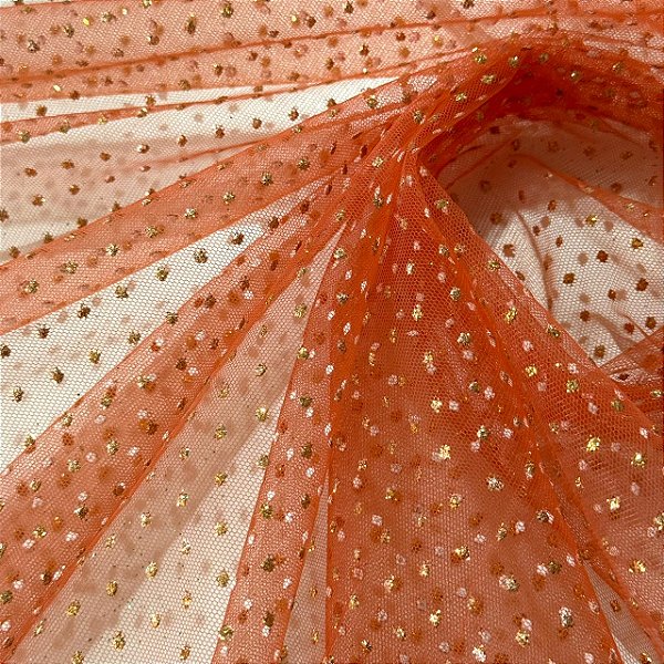 Tule Glitter Constelação Pontilhada - 1,50m - Terracota