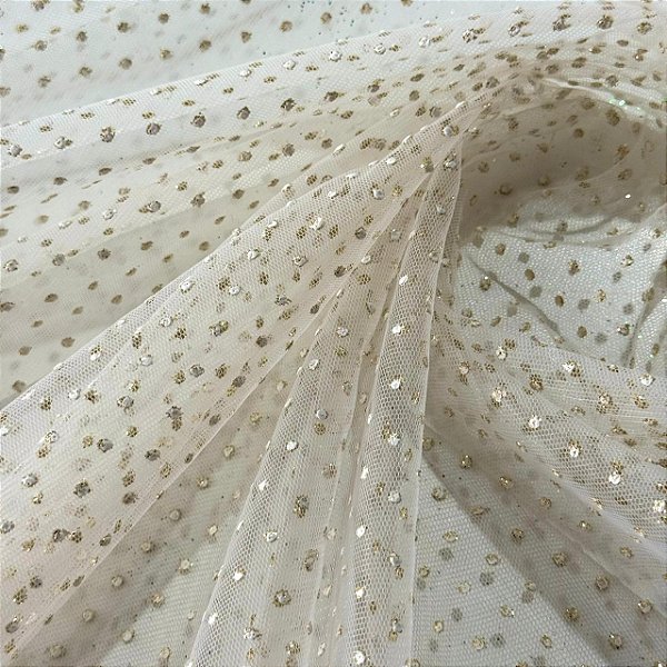 Tule Glitter Constelação Pontilhada - 1,50m - Pérola