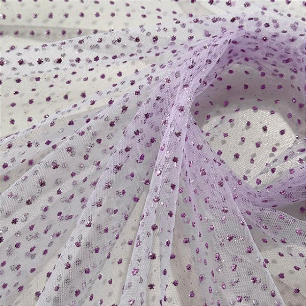 Tule Glitter Constelação Pontilhada - 1,50m - Lilás