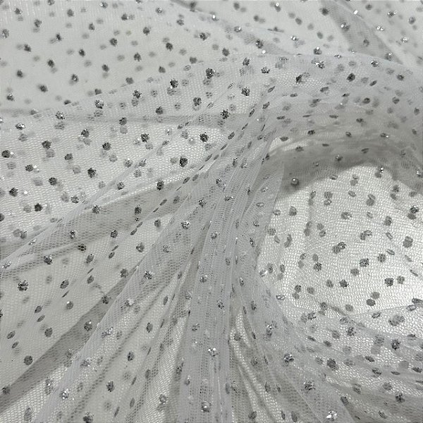Tule Glitter Explosão Constelação - 1,50m - Branco
