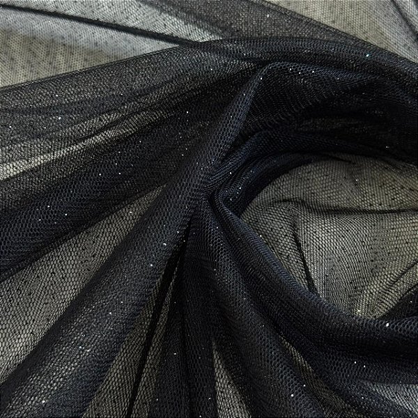 Tule Com Glitter tradicional - 1,50m - Preto
