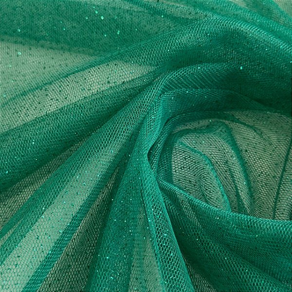 Tule Com Glitter tradicional - 1,50m - Verde Esmeralda