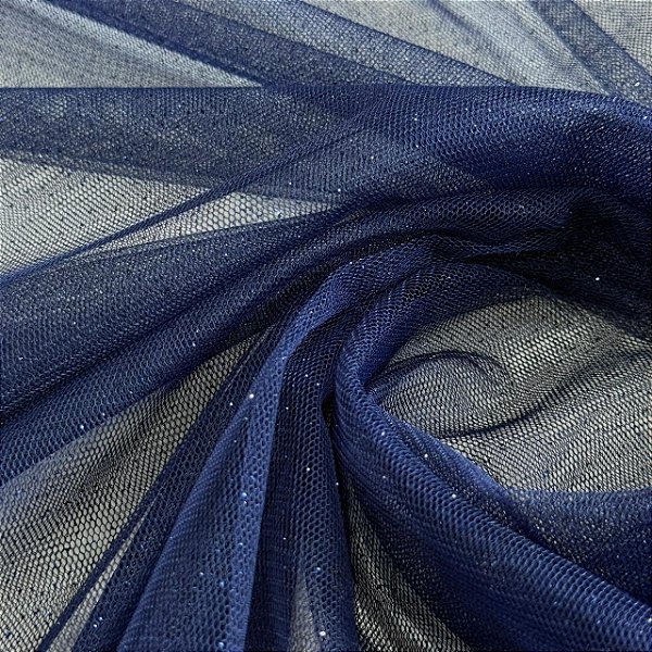 Tule Com Glitter tradicional - 1,50m - Azul Profundo