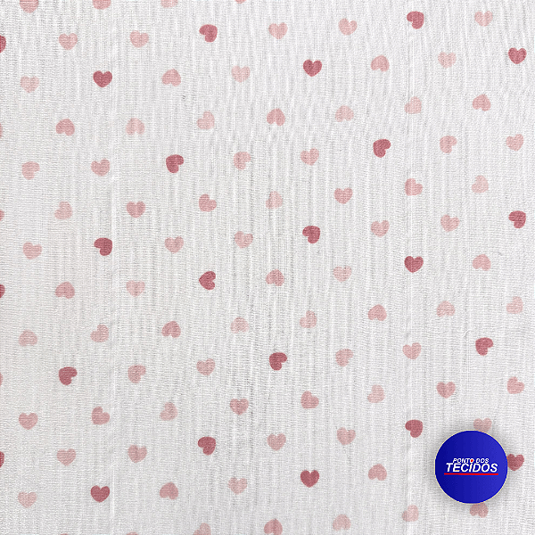 Tecido Fralda 100% Algodão Dupla Dohler - 0,75cm X 0,70cm - Corações