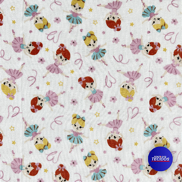 Tecido Fralda 100% Algodão Dupla Dohler - 0,75cm X 0,70cm - Bailarina 05